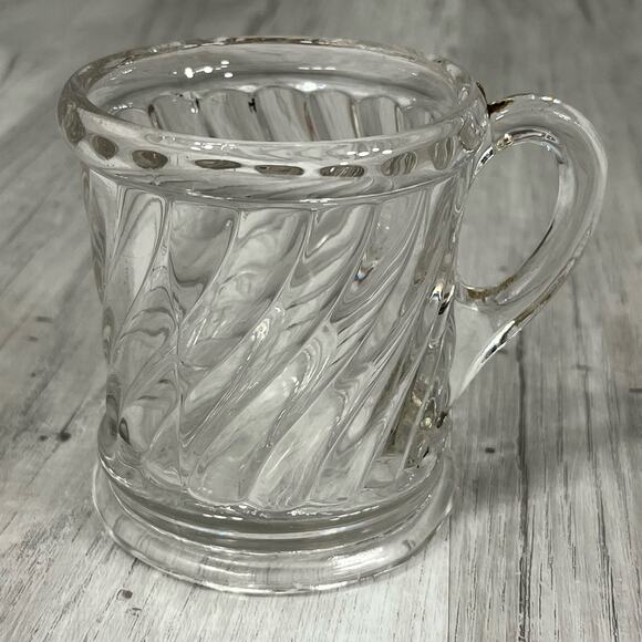 Vintage Small Swirl Clear Glass Mug Cup - Picture 1 of 7